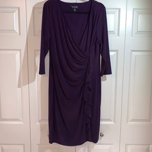 Evan-Picone Black Label Dark Purple Eggplant wrap dress size 18